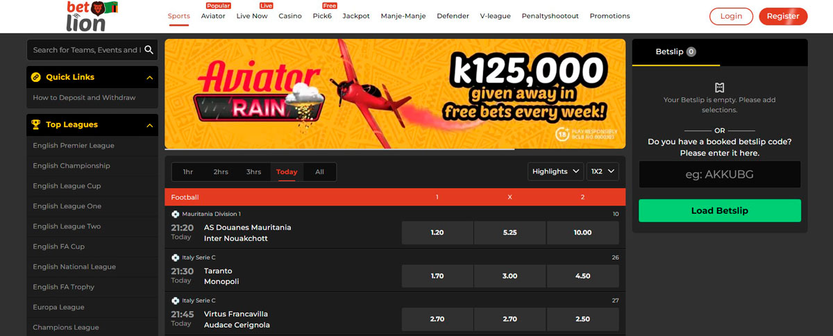 Betlion Online Casino para jogadores da Zâmbia